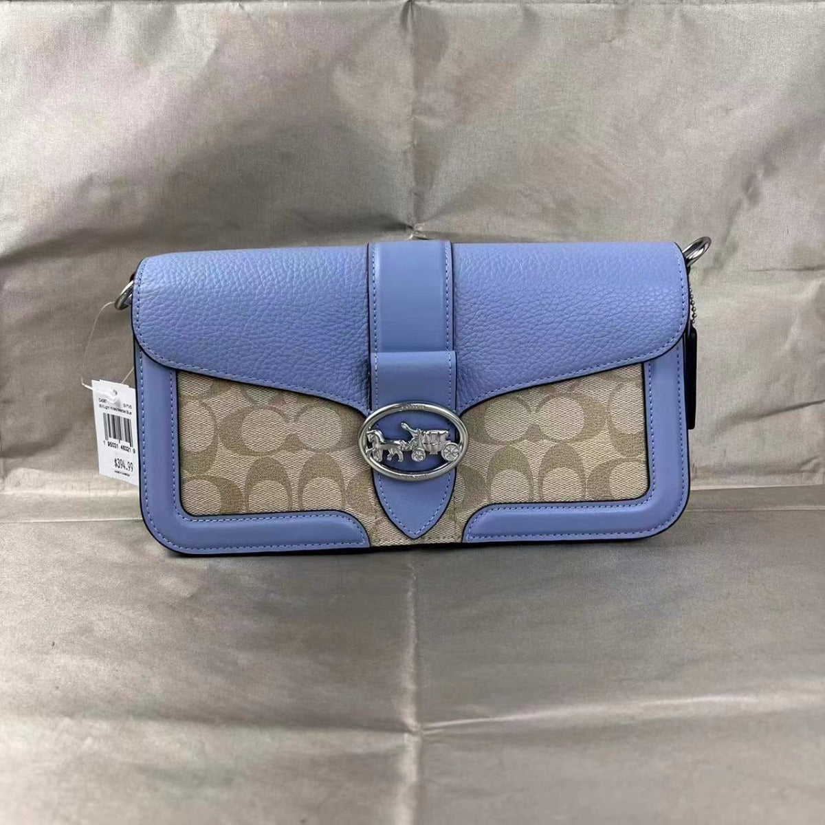 Coach C4067 Georgie Shoulder Bag In Signature Canvas In Light Khaki/Marble Blue Coach C4067 Georgie Shoulder Bag In Signature Canvas In Light Khaki/Marble Blue